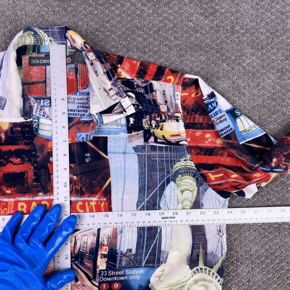 Vintage 33 Degrees New York All Over Print Button Down Shirt Men's Medium 90s - Picture 9 of 14